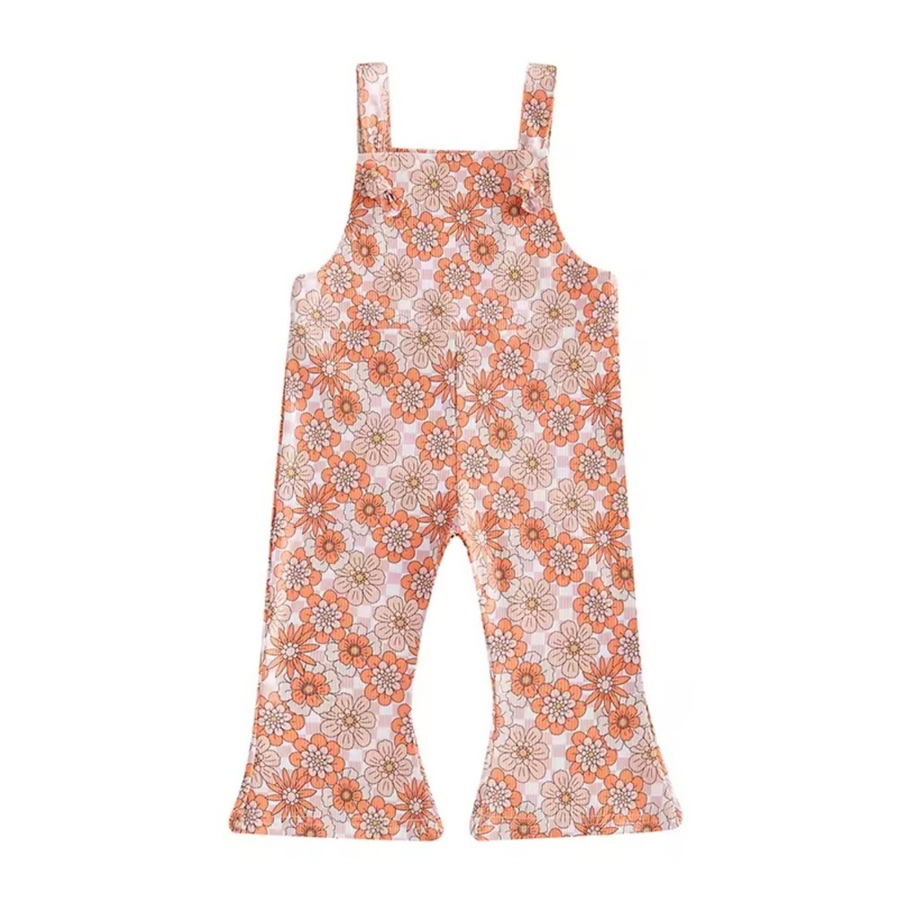 Toddler Retro Floral Bell-Bottom Overalls • 2–3Y (runs small)